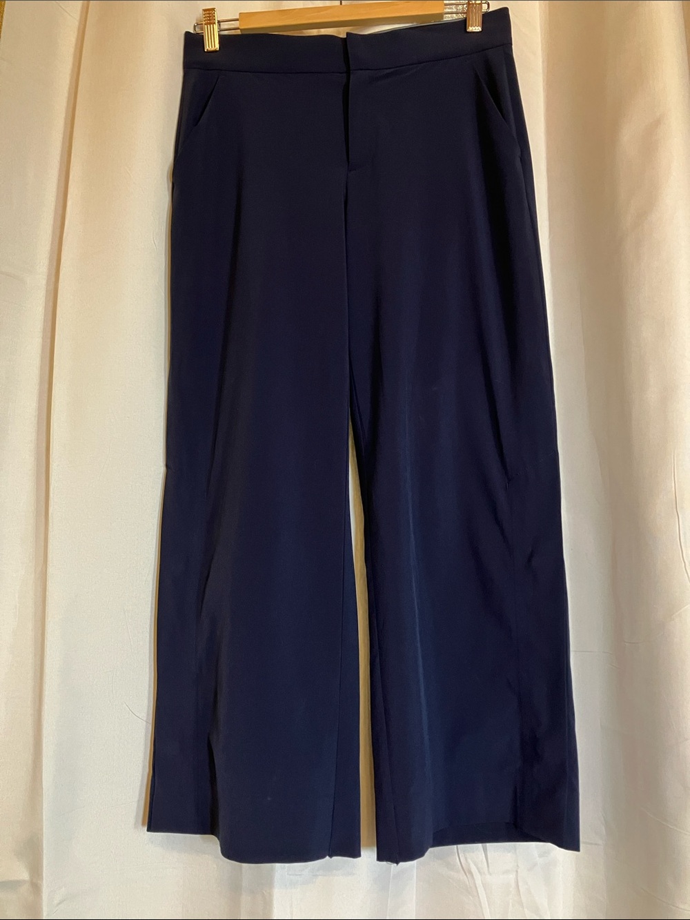 Athleta Navy Wide-Leg Cropped Trousers